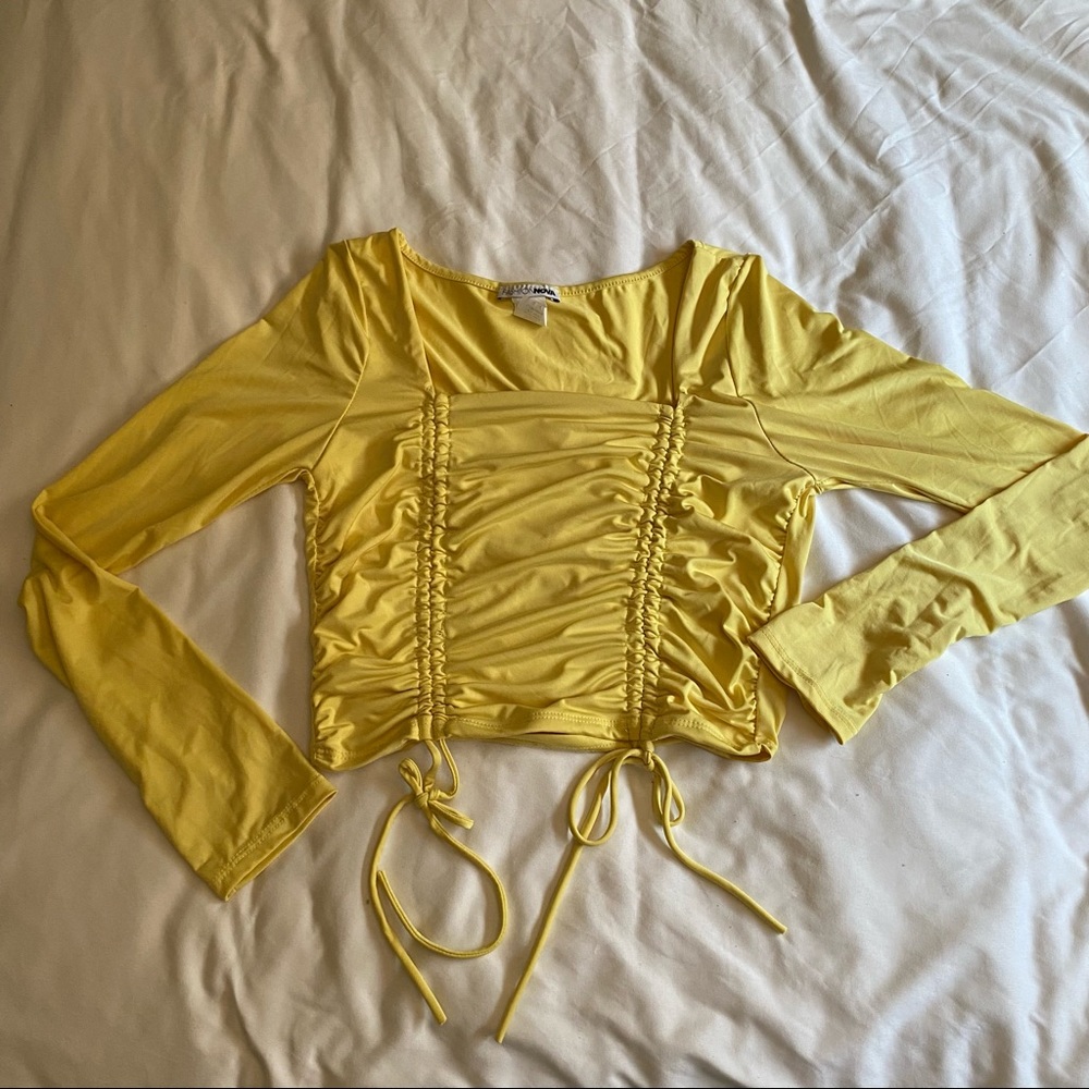 Fashion Nova Yellow Tie Top